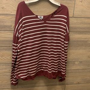 Old Navy Maroon Striped Sweater